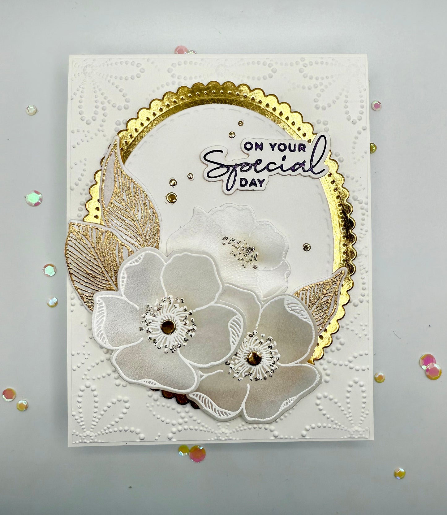 Gold and Vellum wedding card