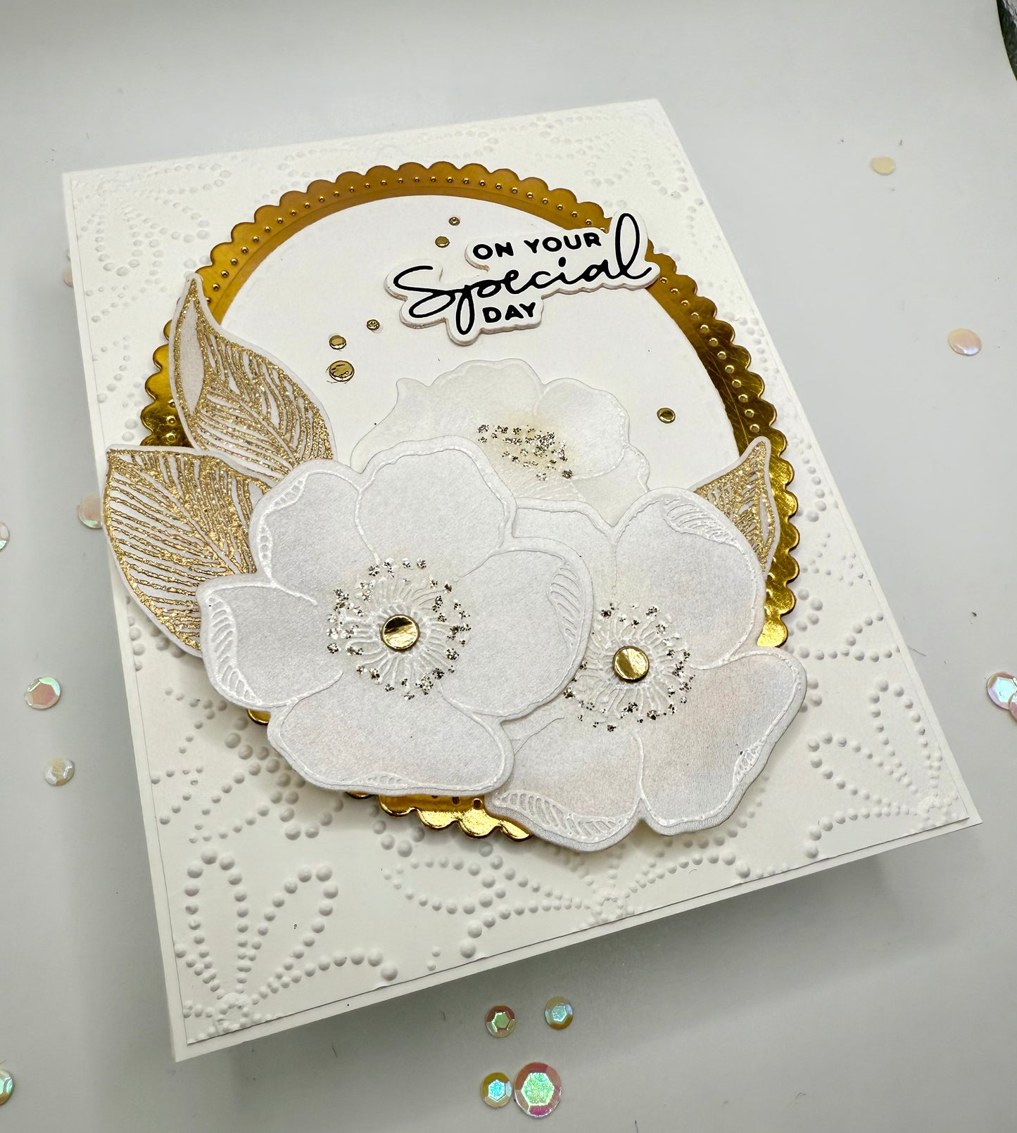 Gold and Vellum wedding card