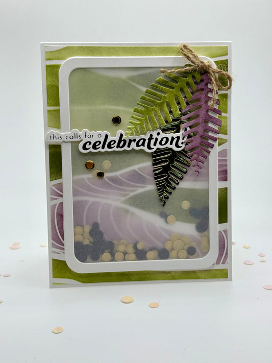 Fun purple and green shaker card