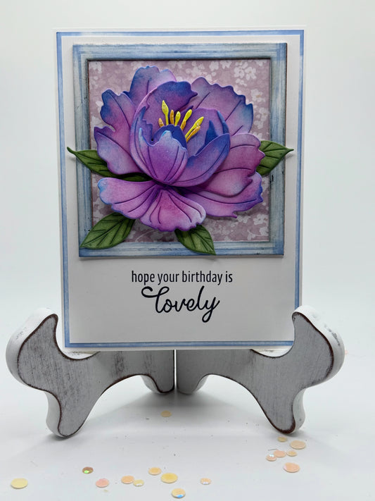 Hope your birthday is lovely watercolored purple peony card