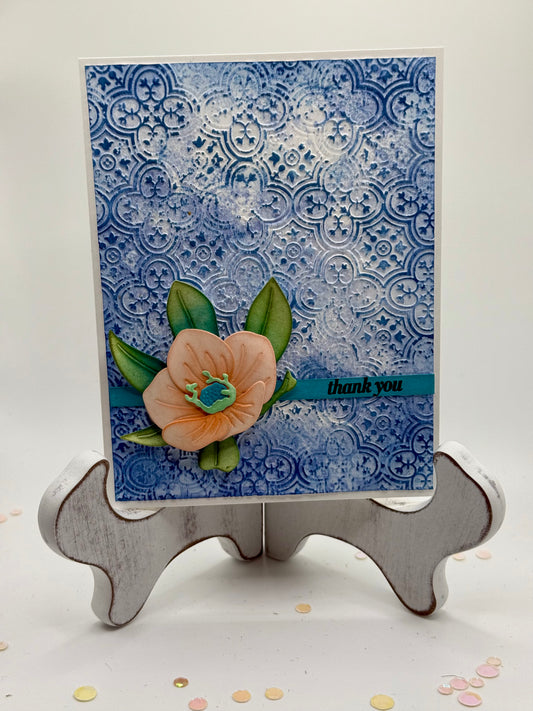 Peach and Blue Thank you card