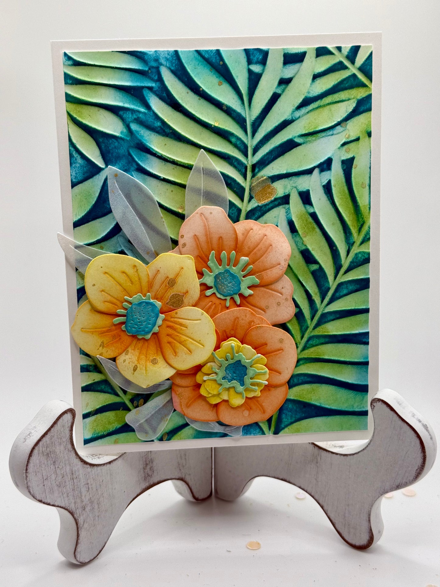 Tropical Leaves and Flowers Any Occasion card