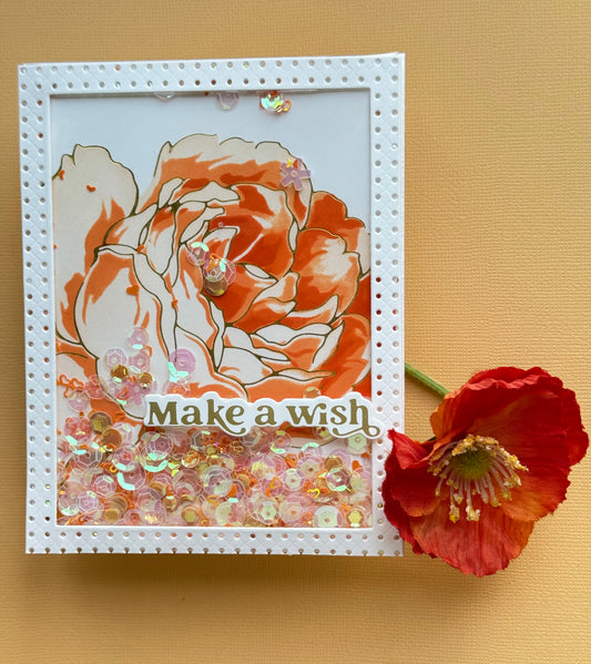 Lovely orange rose shaker card