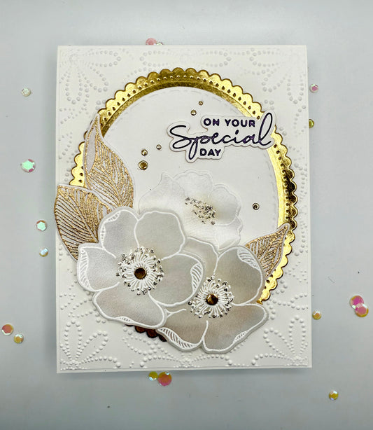 Gold and Vellum wedding card