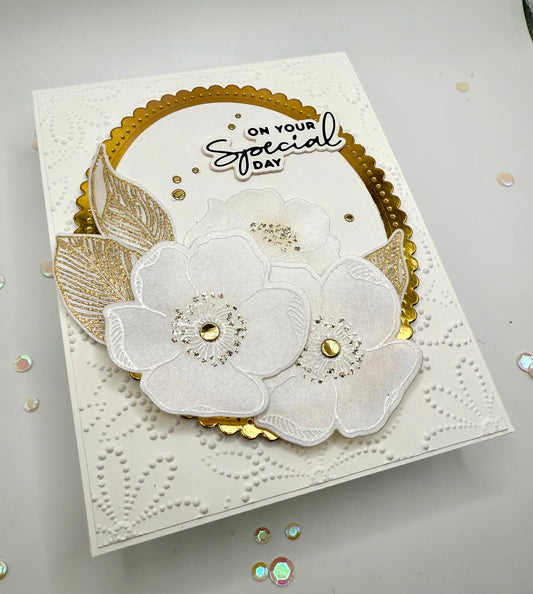 Gold and Vellum wedding card