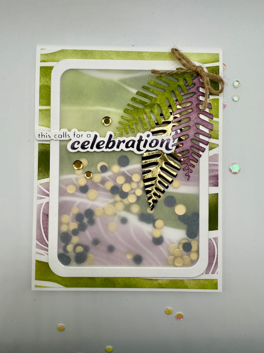 Fun purple and green shaker card